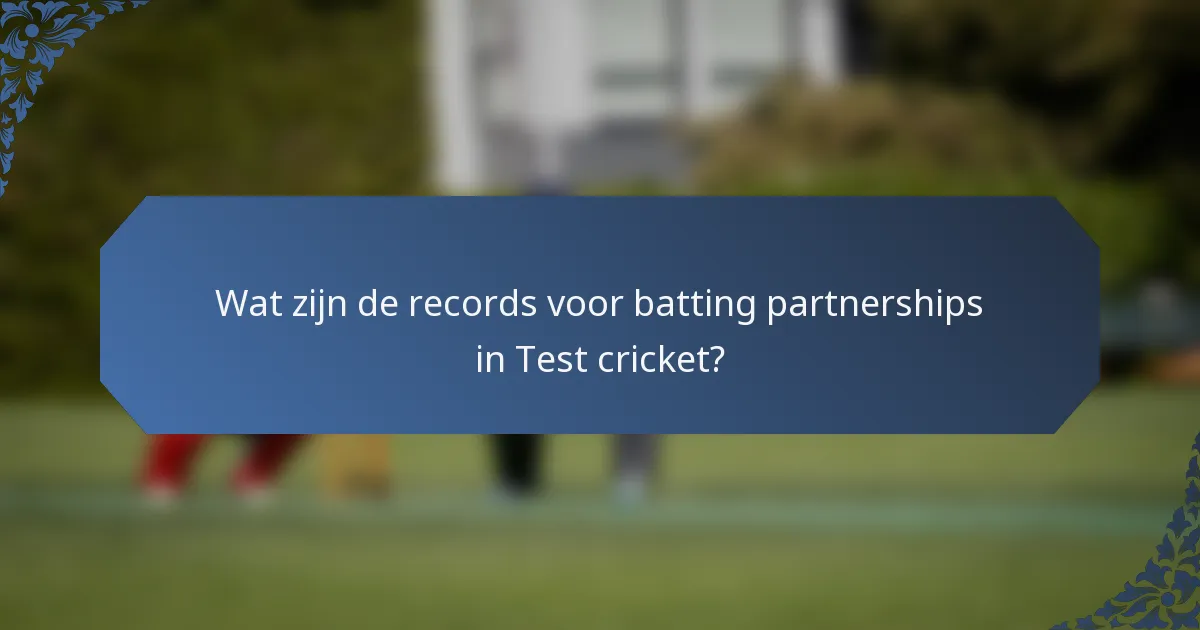 Wat zijn de records voor batting partnerships in Test cricket?