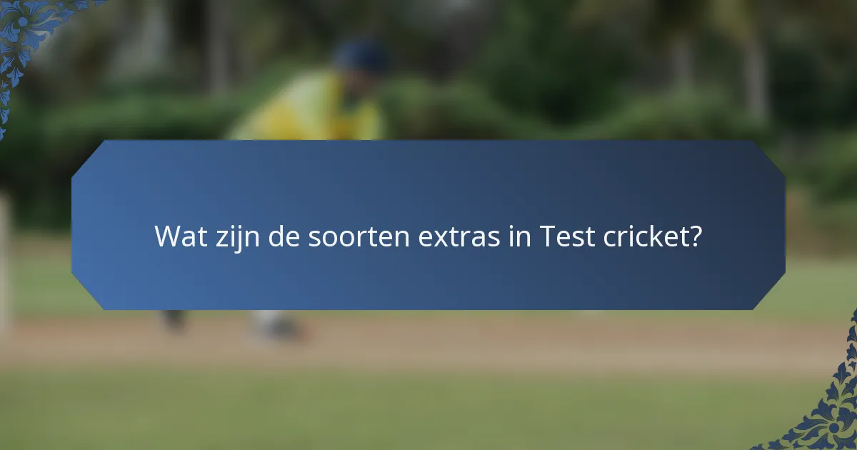 Wat zijn de soorten extras in Test cricket?