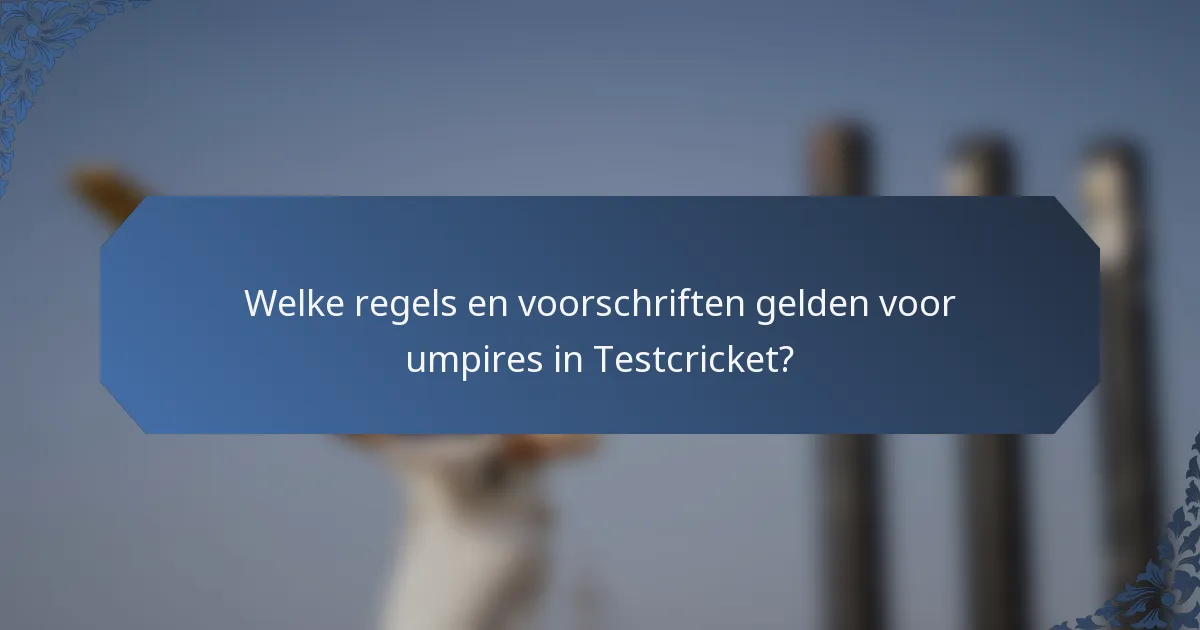 Welke regels en voorschriften gelden voor umpires in Testcricket?
