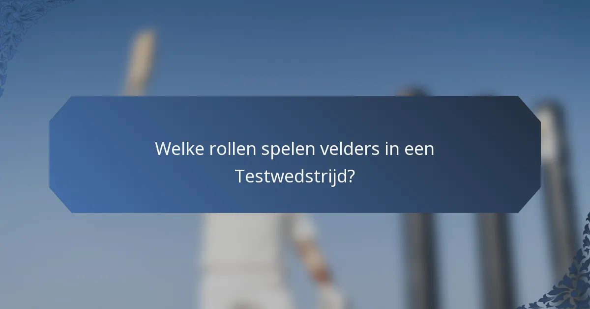 Welke rollen spelen velders in een Testwedstrijd?